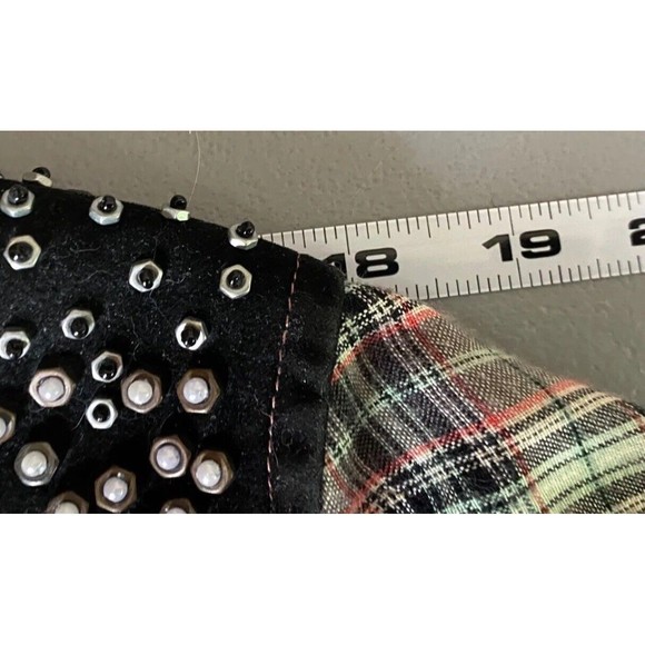Maison Scotch Western Shirt Womens 3 Mixed Plaid Smiley Pockets Studded US 8 - Picture 12 of 15